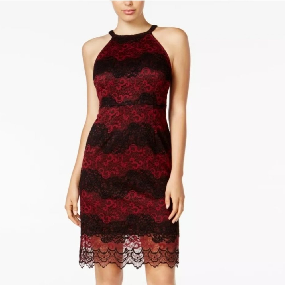 KENSIE EMBROIDERED LACE SHEATH DRESS